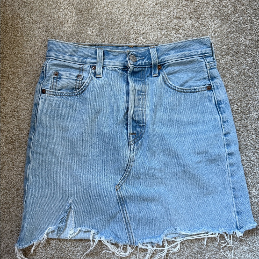 Levi's Light Blue Distressed Mini Skirt